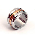 Gold titanium steel ultra-wide knuckle ring with rotatable band in sizes 7-10