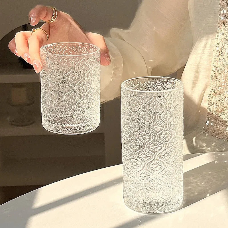 Begonia solid colour glass water cup in 250ml and 380ml sizes with straight round design