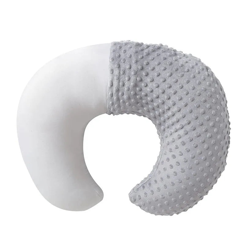 Nursing pillow with removable cover in pink, yellow, grey or light blue for breastfeeding support