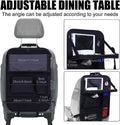 Black oxford cloth car seat buggy organiser bag hanging from vehicle seat showing 42x30cm dimensions