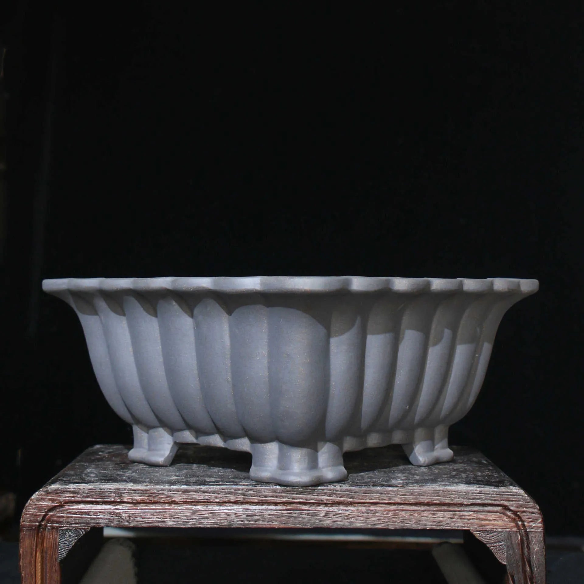 Purple sand ceramic square bonsai pot with warp device shape, du Xiliang colour