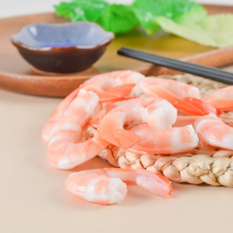 PVC simulation seafood shrimp keychain with door buckle attachment 1.5cm thickness