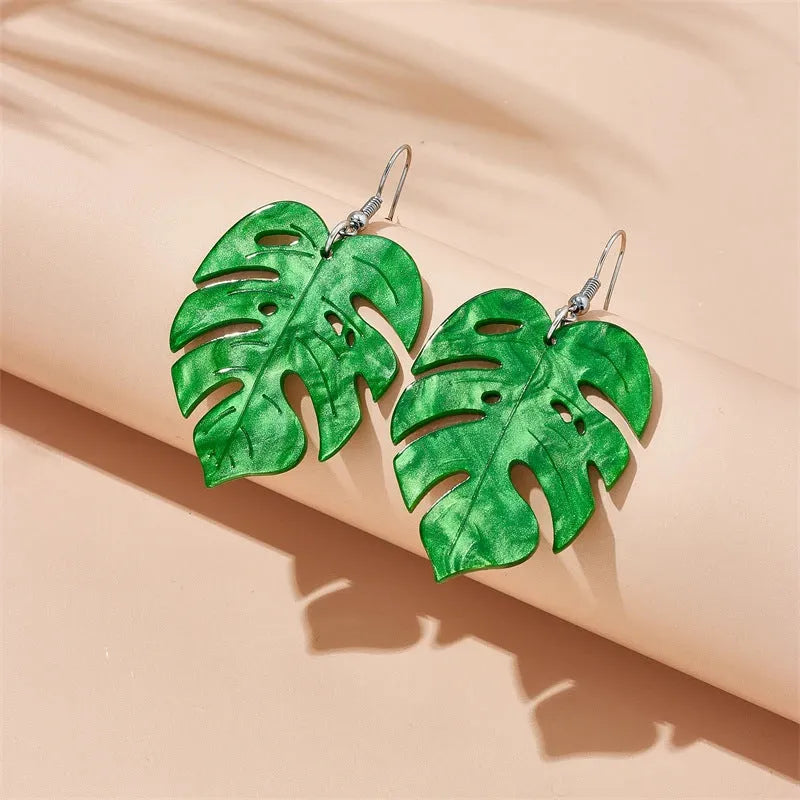 Pair of acrylic jackfruit and coconut drop earrings on alloy hooks for women.