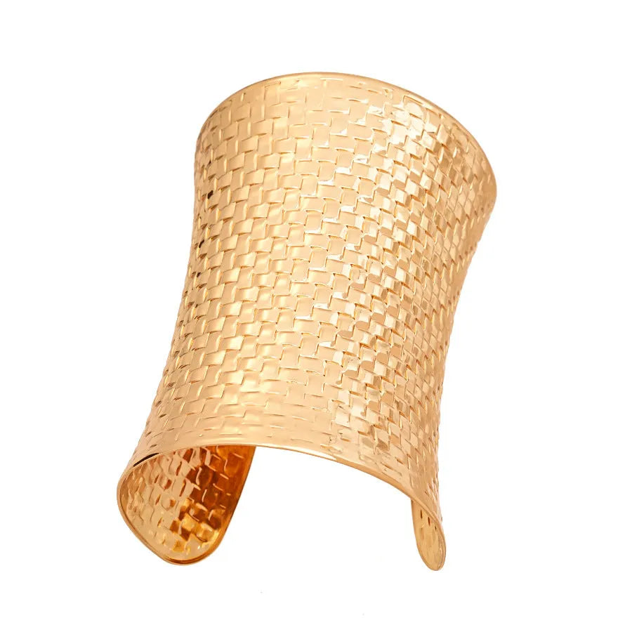 Women's vintage exaggerated metal bracelet in gold or silver colour measuring 6.5cm by 9.7cm