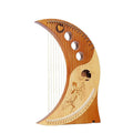 19-string 16-tone wood harp in log finish with lyre-style body for beginner musicians