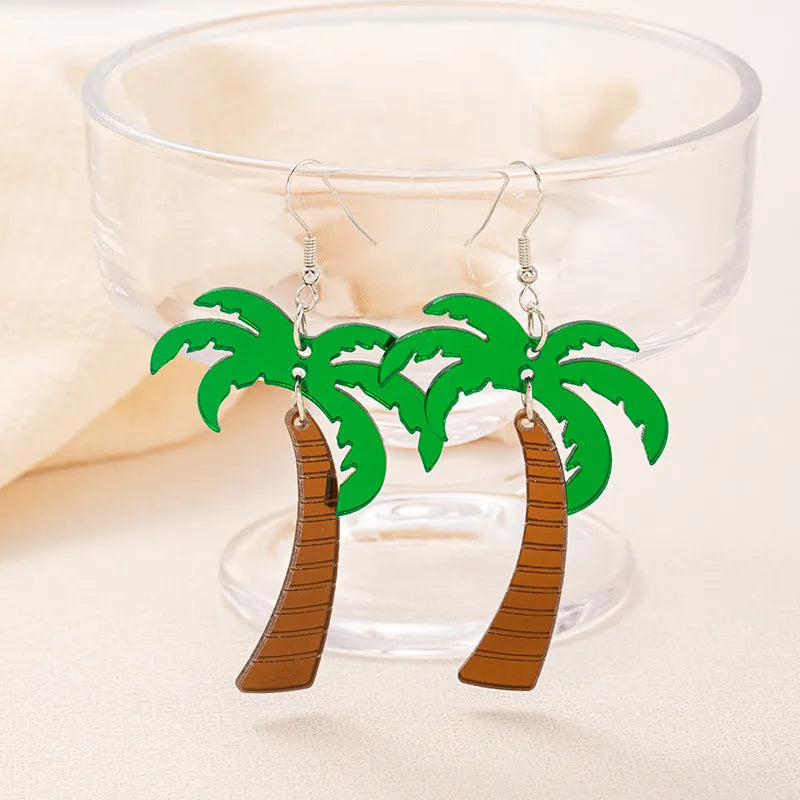 Pair of acrylic jackfruit and coconut drop earrings on alloy hooks for women.