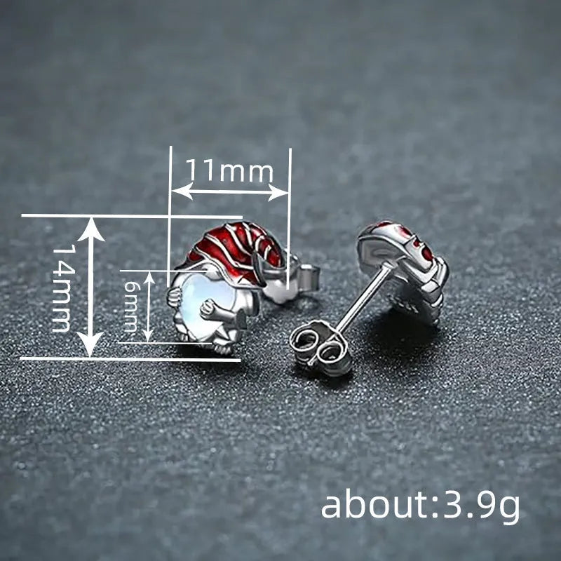 Santa Claus heart-shaped earrings for women with white gold electroplated finish