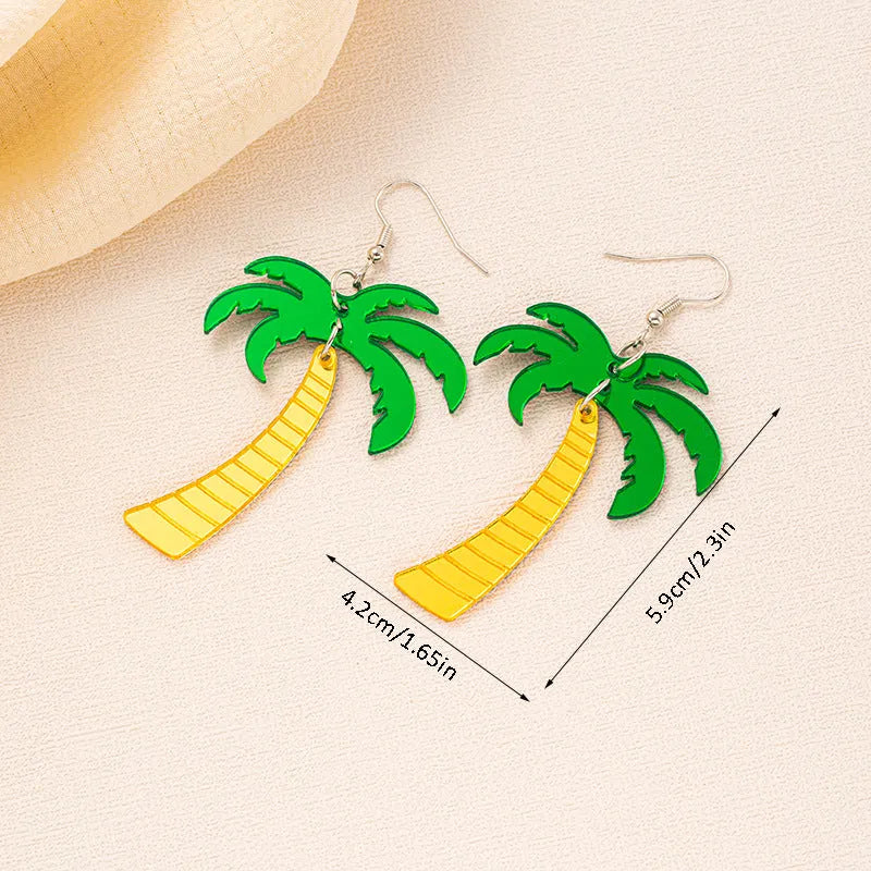 Pair of acrylic jackfruit and coconut drop earrings on alloy hooks for women.