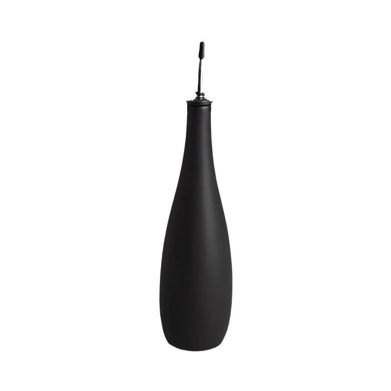 Ceramic oil pot with brush and funnel in black, coffee, or white colour, 650ml capacity
