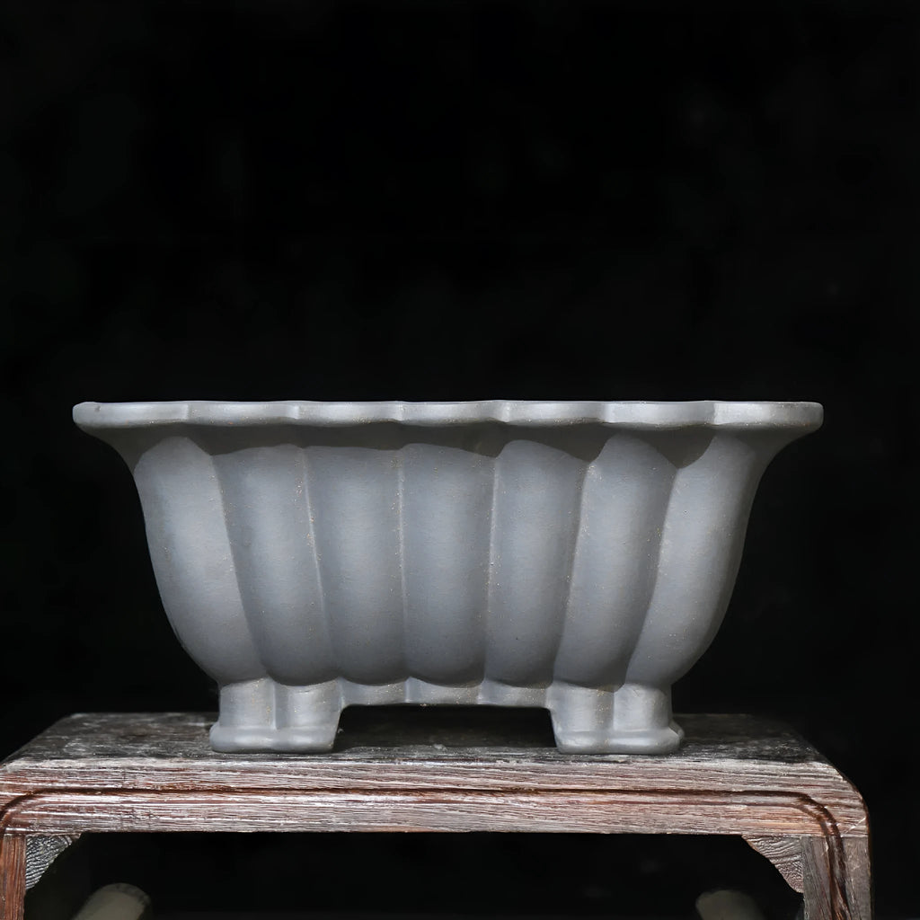 Purple sand ceramic square bonsai pot with warp device shape, du Xiliang colour