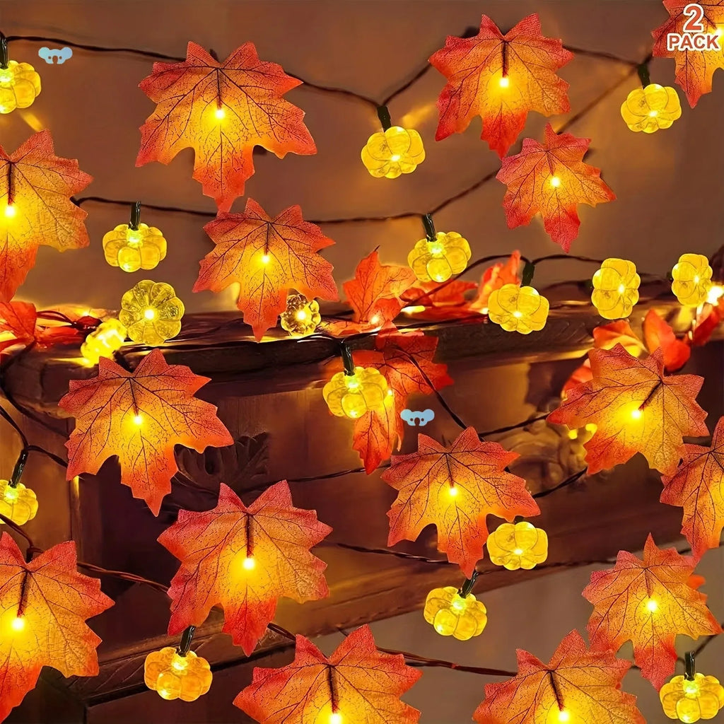 USB autumn Thanksgiving string lights in plastic, picture colour, casual ambience light for seasonal decor