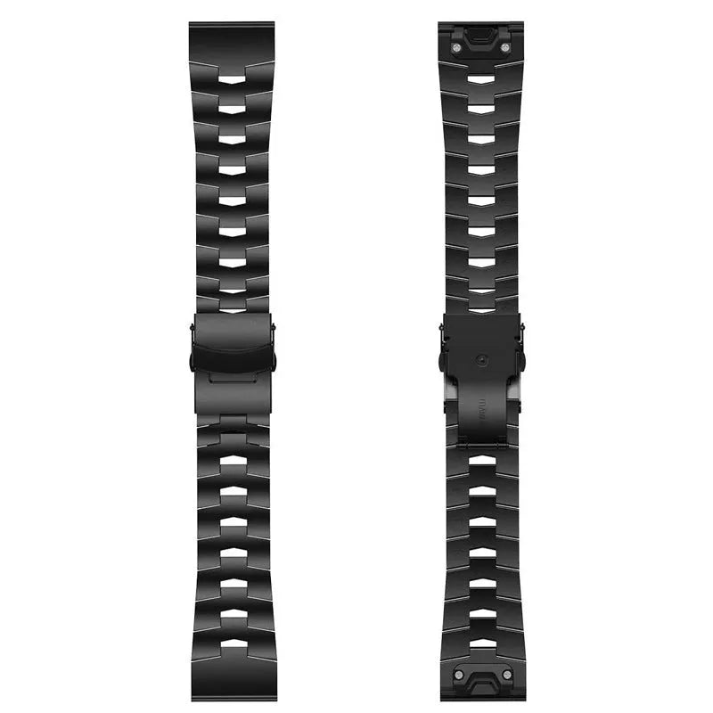 Silver, black and titanium coloured watch straps for Garmin Fenix and Jiaming watches in 22mm and 26mm widths.