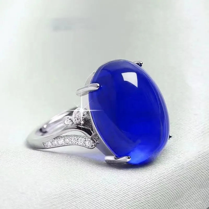 Women's adjustable ethnic sapphire ring with geometric styling in multiple colour options