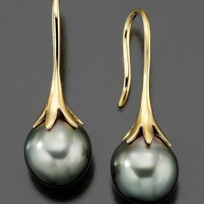 Retro style electroplated alloy earrings with imitation gold finish for female office lady fashion