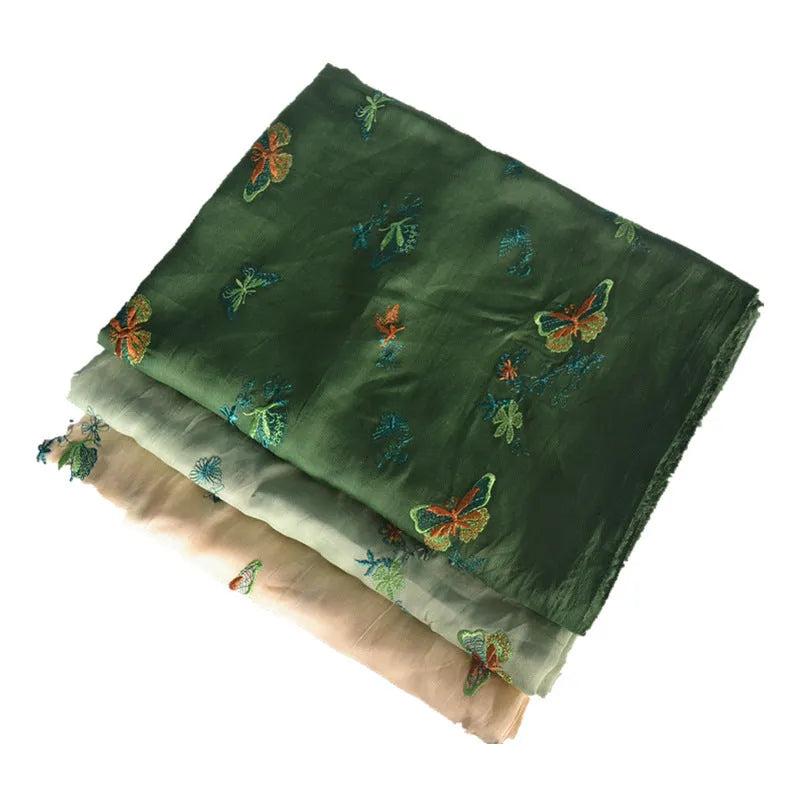 Pure ramie fabric for Hanfu traditional Chinese clothing in beige, dark green, and grass green colours