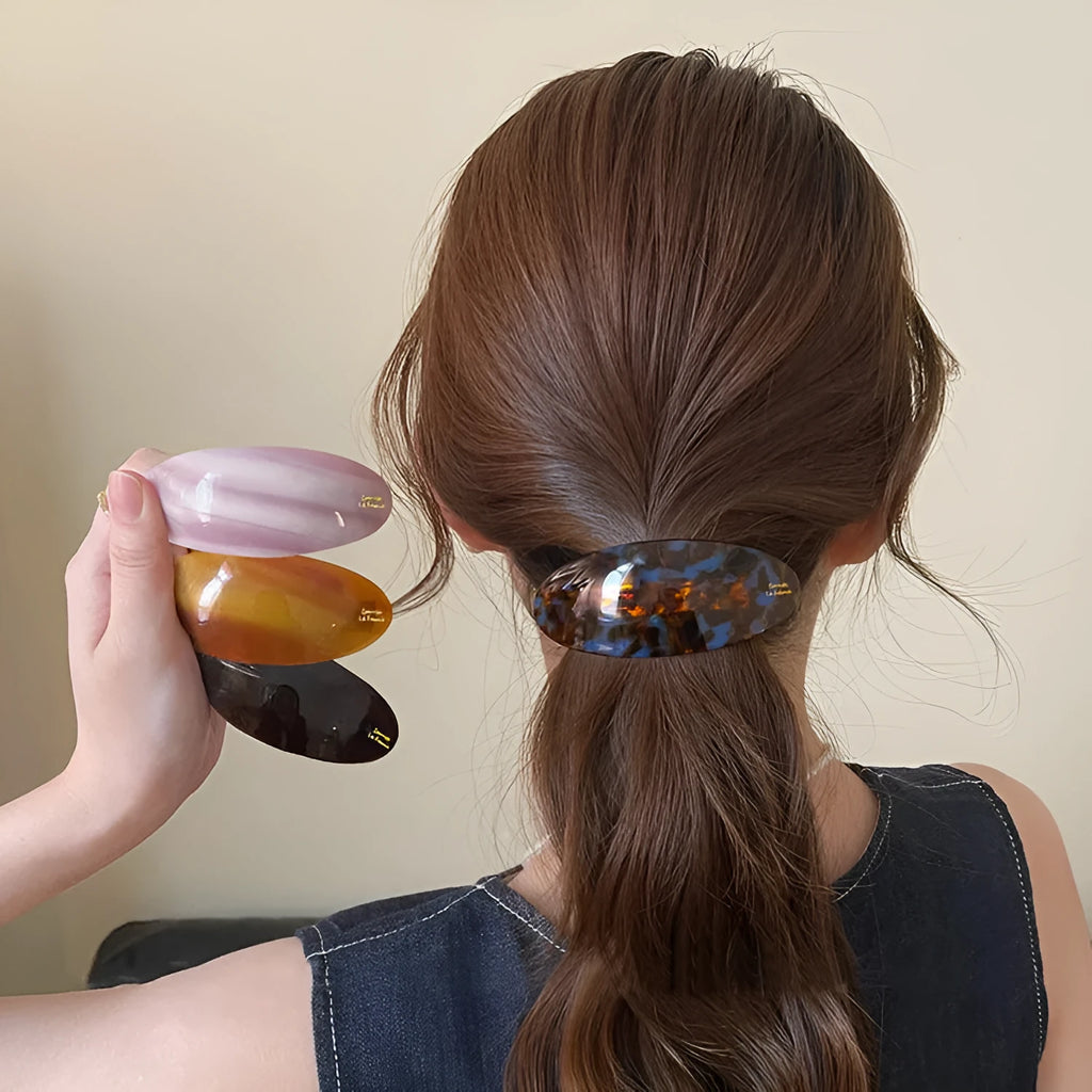 8.8cm oval acrylic hair clip in French retro style, women's fashion OL hairpin