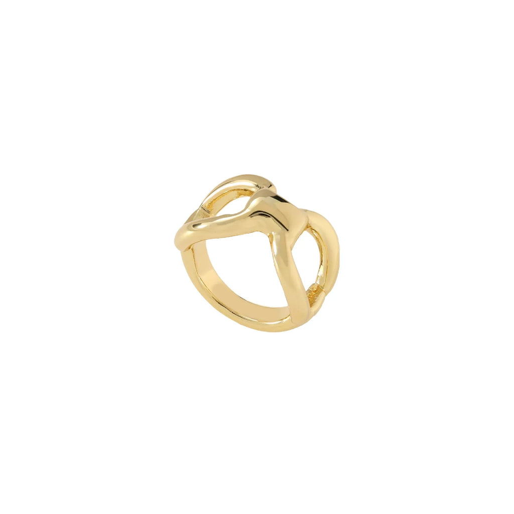 Women's titanium steel ring with butterfly hollow design and bow shape in gold colour
