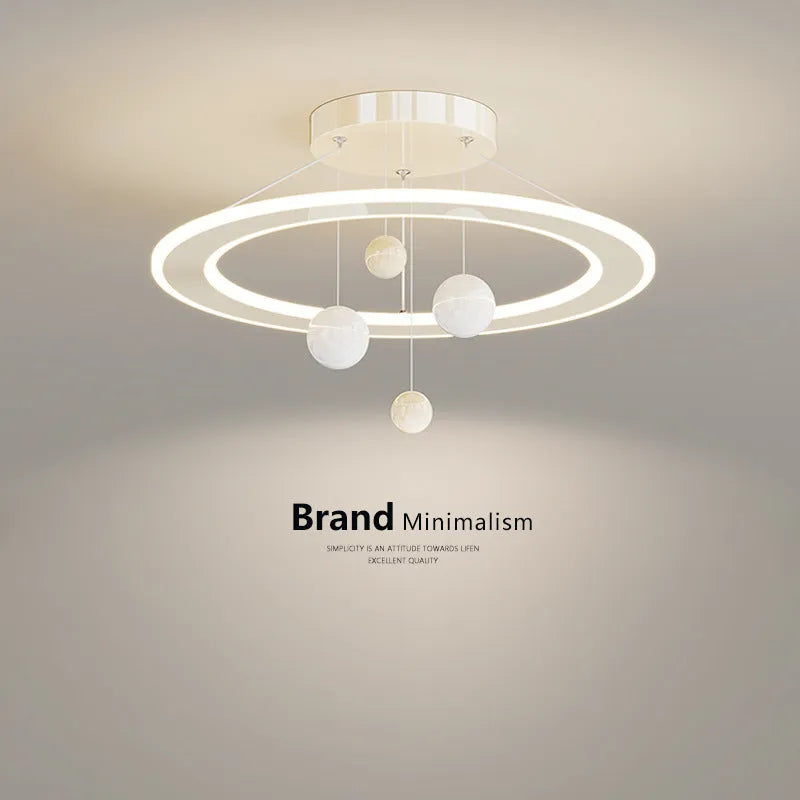 Modern simple style white and pink children's bedroom chandelier light fixture