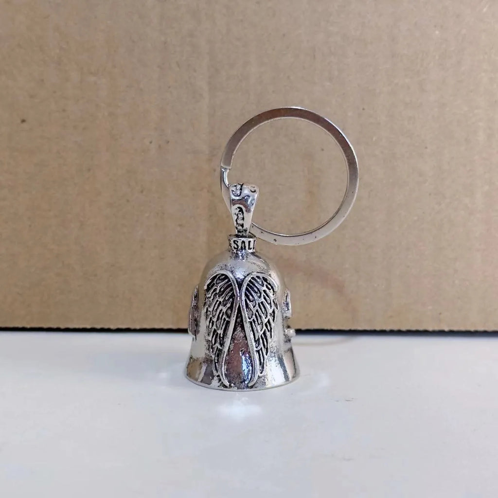 Vintage white angel feather necklace and keychain set made from electroplated alloy