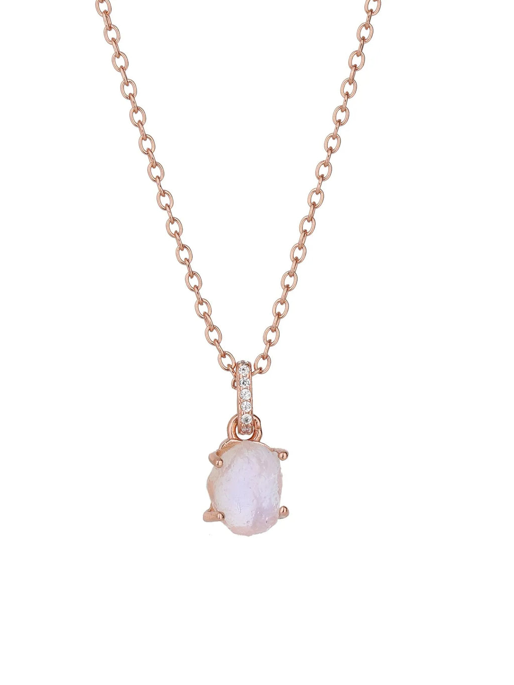 Geometric crystal pendant on sterling silver chain with adjustable length