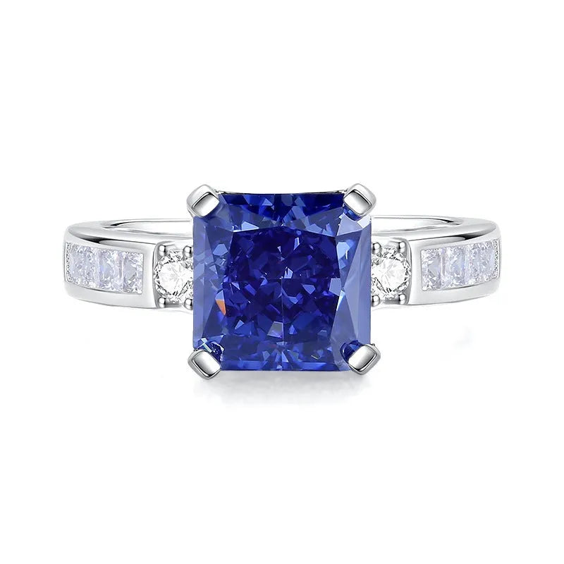 Heart-shaped sterling silver ring with a High Carbon Diamond and tan sang colour zircon stones.