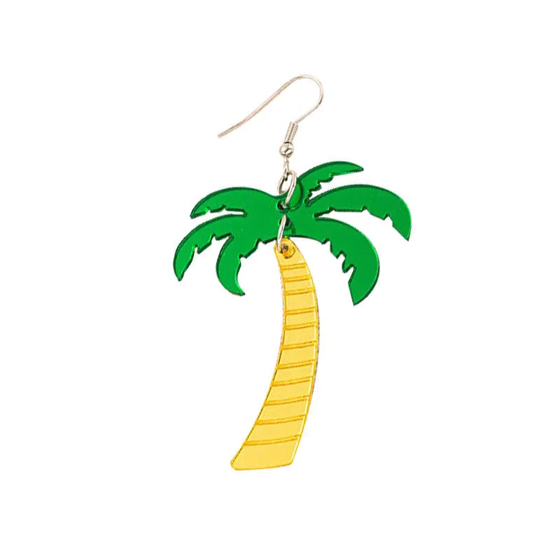 Pair of acrylic jackfruit and coconut drop earrings on alloy hooks for women.
