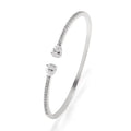 Personalised copper bracelet with multi-zircon inlay, shown in white and blue colour options