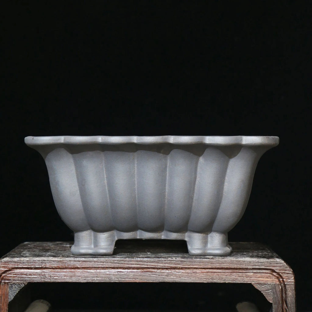 Purple sand ceramic square bonsai pot with warp device shape, du Xiliang colour
