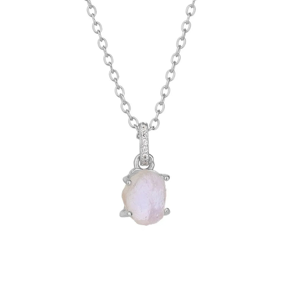 Geometric crystal pendant on sterling silver chain with adjustable length