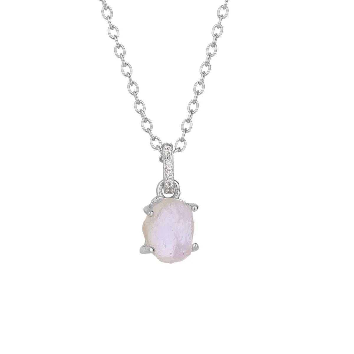 Geometric crystal pendant on sterling silver chain with adjustable length