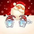 Santa Claus heart-shaped earrings for women with white gold electroplated finish