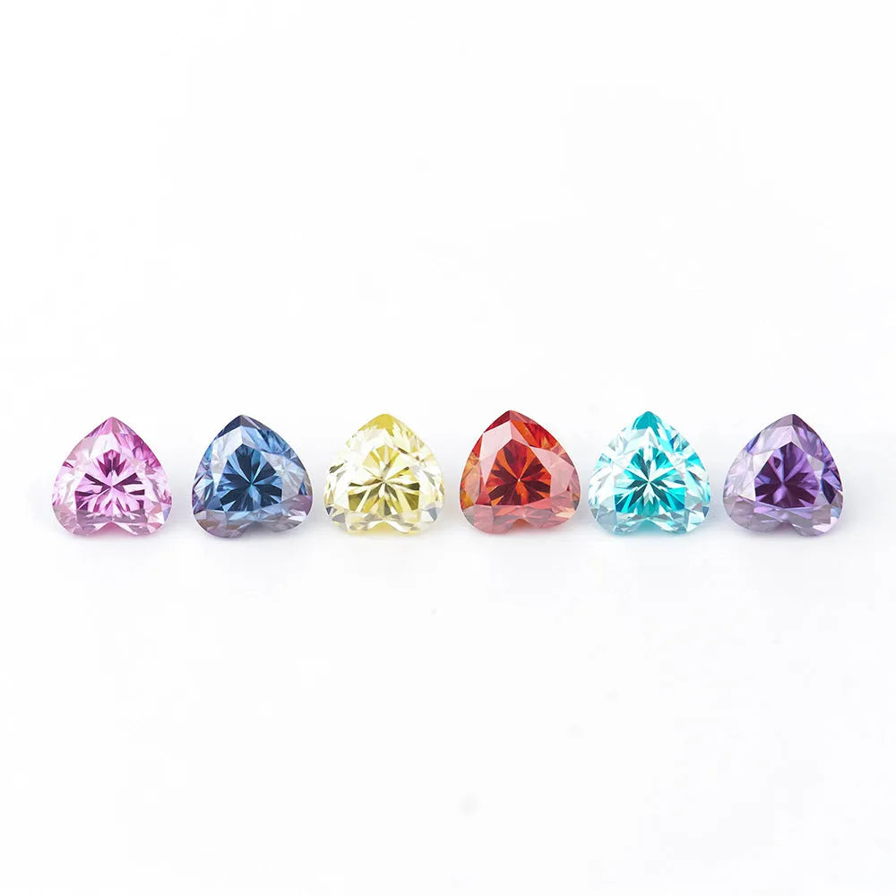 Heart-shaped moissanite stone in lemon yellow colour with size options for jewellery making