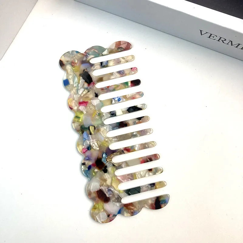 Geometric acetate hair comb with retro wave styling in multiple colour options