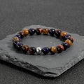 Natural tiger-eye stone elastic bracelet in minimalist geometry style