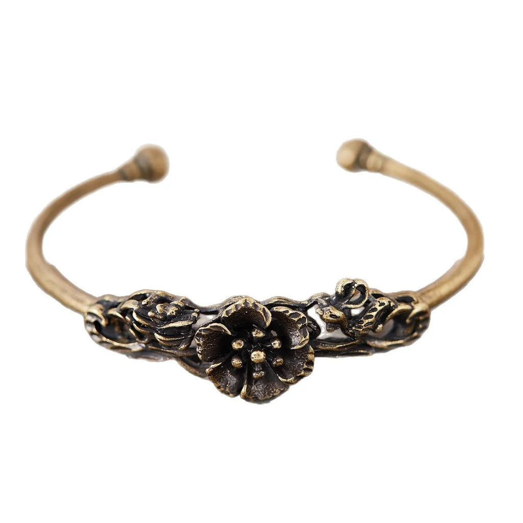 Women's creative personalized metal bracelet electroplated copper retro style picture colour