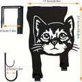 Black iron cat-shaped wall hook with punch-free mounting for decorative hanging