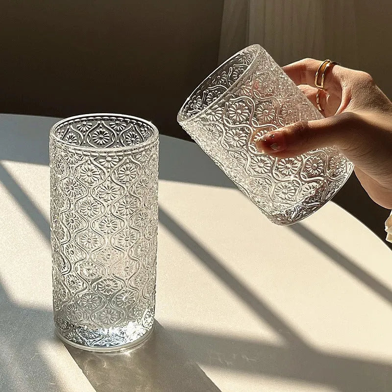 Begonia solid colour glass water cup in 250ml and 380ml sizes with straight round design