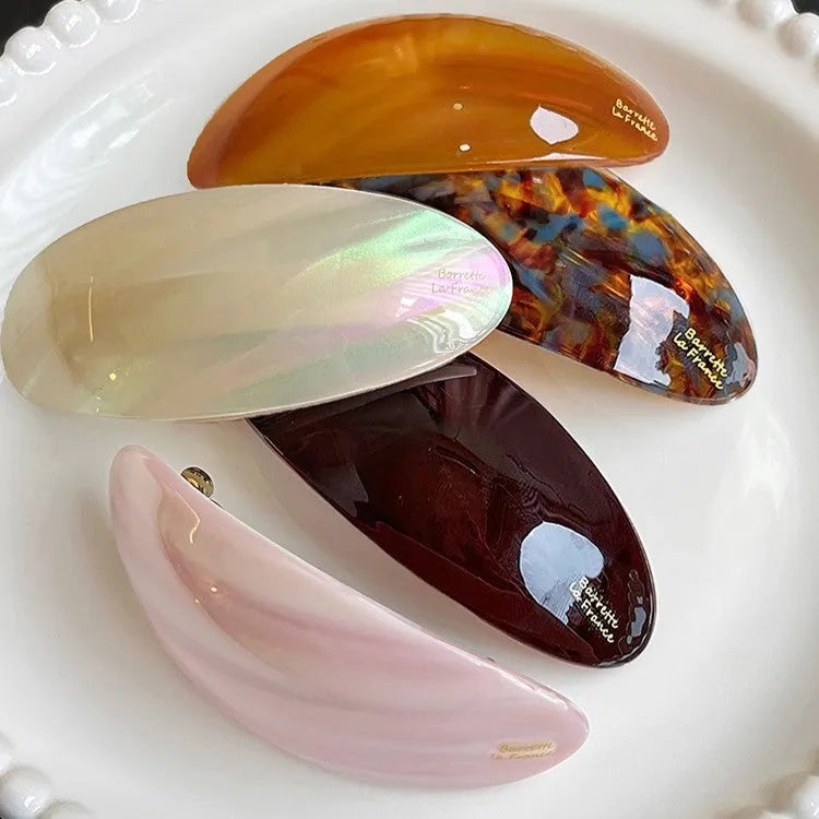 8.8cm oval acrylic hair clip in French retro style, women's fashion OL hairpin