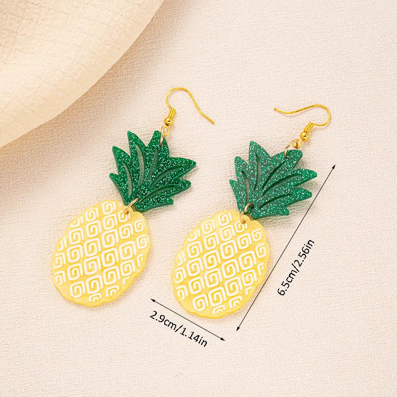 Pair of acrylic jackfruit and coconut drop earrings on alloy hooks for women.