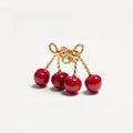 Alloy cherry drop earrings with geometric fruit shape in ED2528 red colour