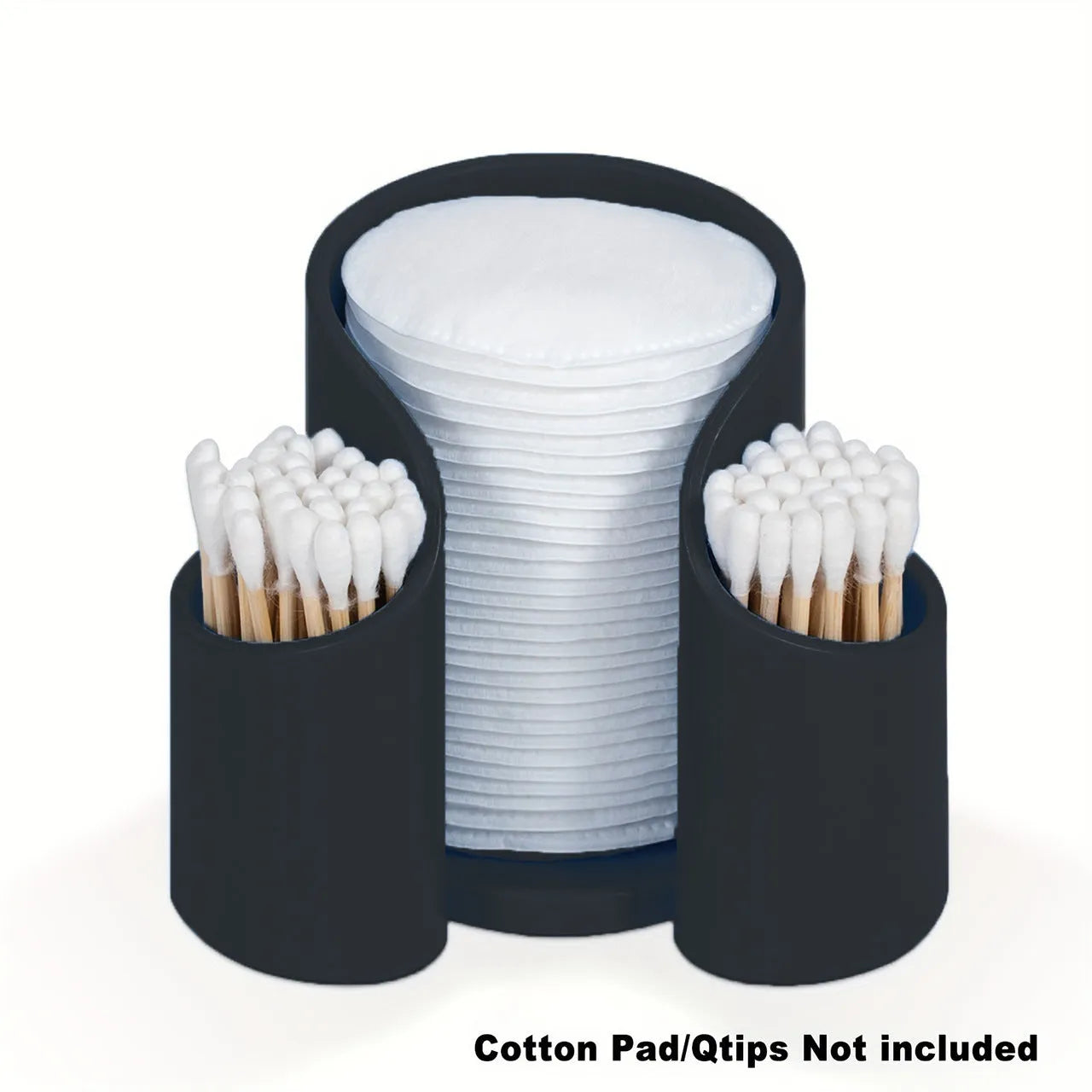 Solid colour plastic dental floss storage box with integrated cotton swab holder.