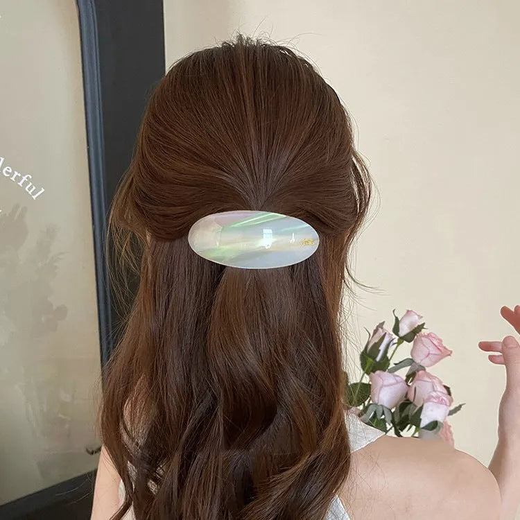 8.8cm oval acrylic hair clip in French retro style, women's fashion OL hairpin