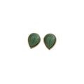 Chinese style copper drop earrings with Hetian jade water drop stud in white gold colour
