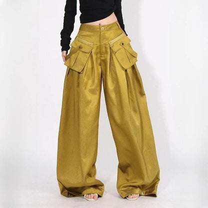 Stylish high-waist wide-leg trousers in a solid color, perfect for versatile Kiwi wardrobes