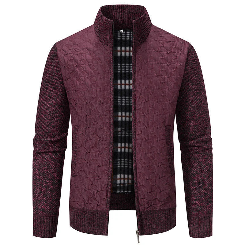 Premium winter jacket in slim-fit design with stand-up collar and long sleeves made of high-quality chenille fabric