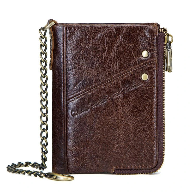 Shopprimex NZ Versatile Double-Zipper Leather Coin Purse for Kiwi Blokes