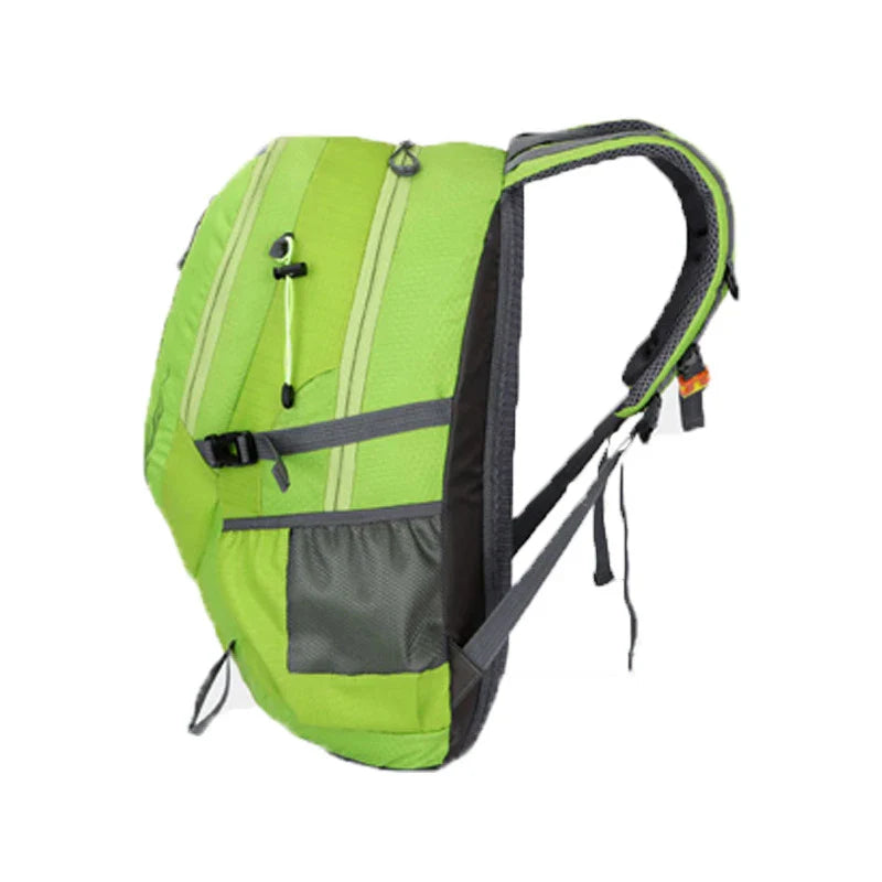 A versatile outdoor backpack made of waterproof nylon, featuring a dedicated laptop compartment, breathable mesh back panel, and adjustable straps for comfort and organization.