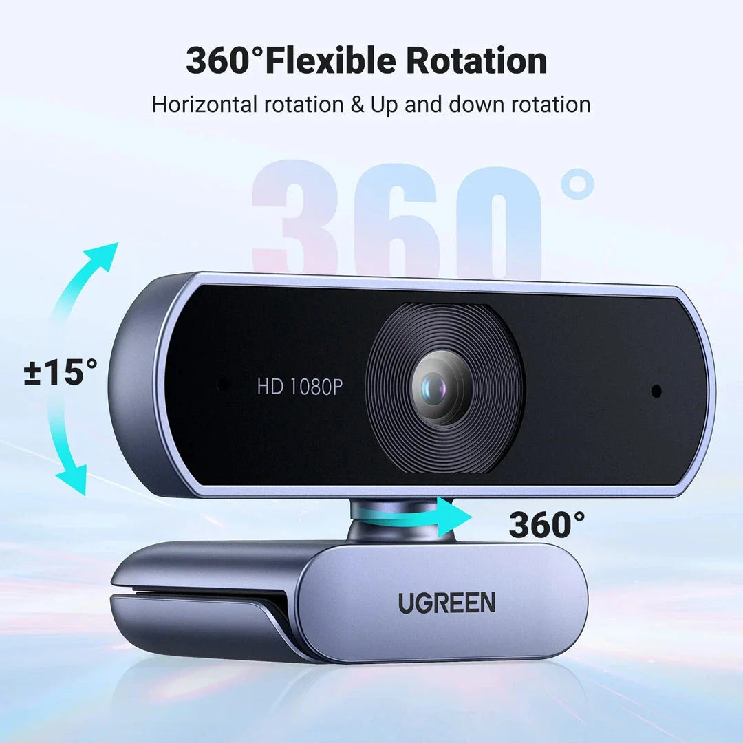 1080p HD mini webcam with dual omnidirectional microphones for crystal-clear video and audio in any setting