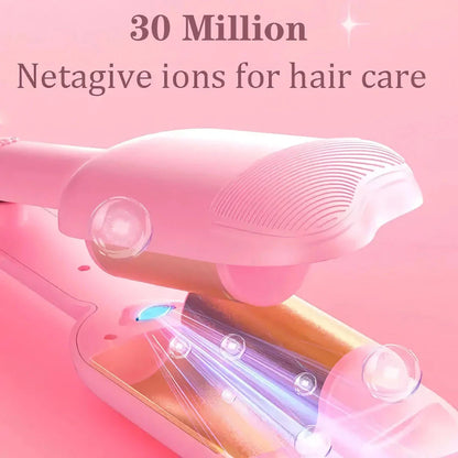 36mm Wavy Hair Curlers with 30 Million Negative Ions for Frizz-Free, Shiny Waves