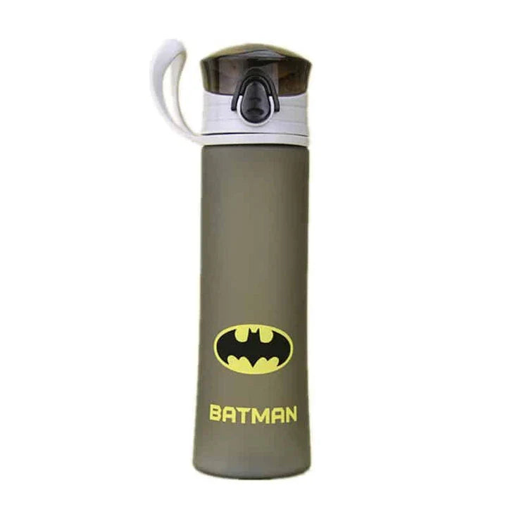 Portable fitness water bottle with a colourful superhero print, designed for active Kiwi lifestyles